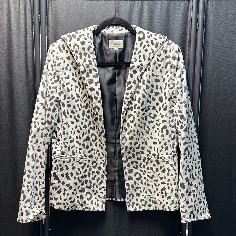 Neiman Marcus Snow Leopard Print Blazer